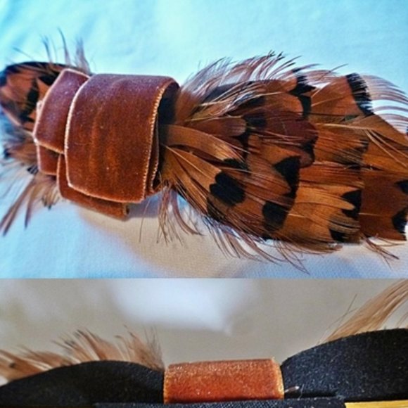 Emin + Paul Glam Feathered Velvet Hair Clip - Picture 5 of 8